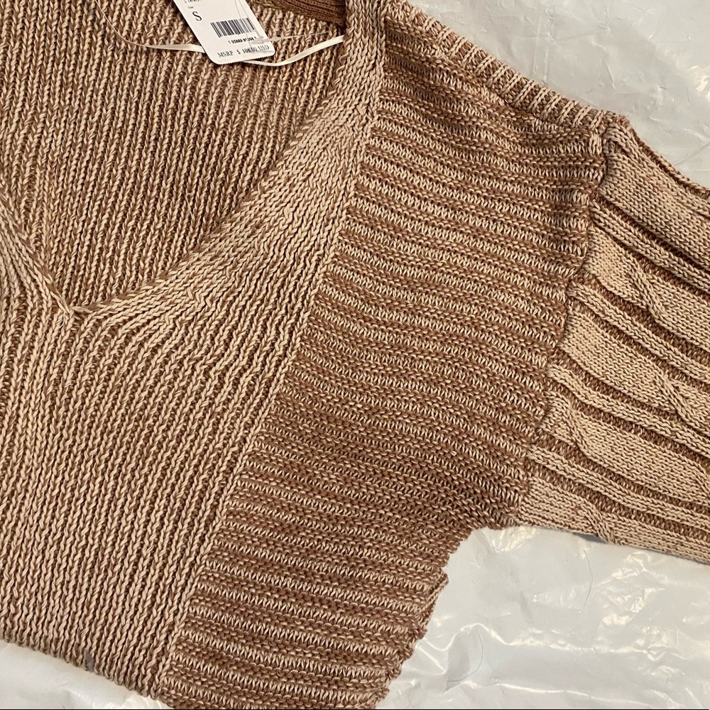 NWT Free People When It Rains V Neck / Toast Combo